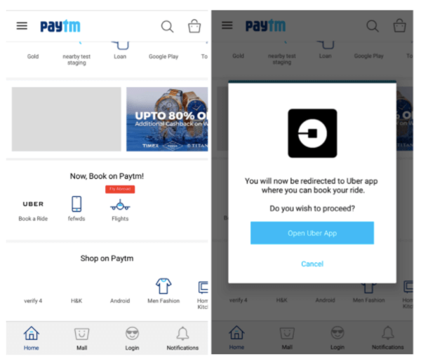 book uber from paytm app, paytm app, uber, uber app